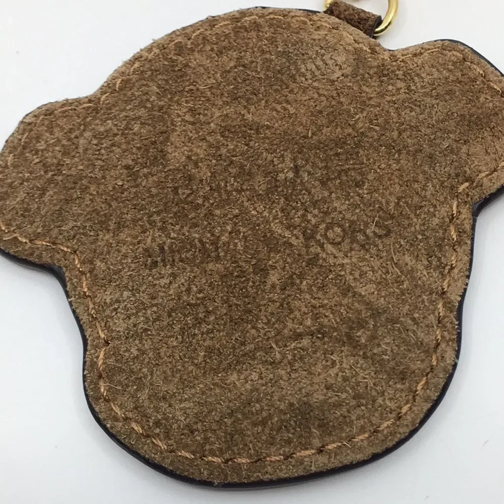 Michael Kors Leather & Suede Monkey Face Bag Charm or Keychain with gold tone